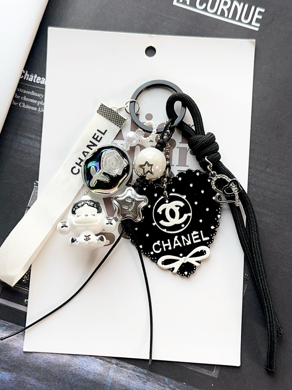 Authentic CC Ribbon & Unbranded character Bag Keychain Charm